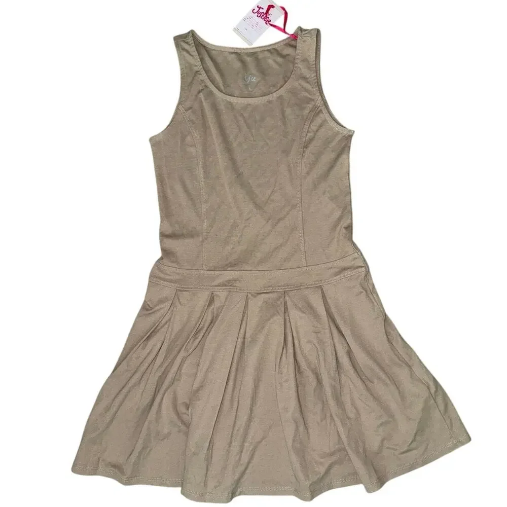 Justice Girls Uniform Jumper back to school khaki pleated dress nwt size XL